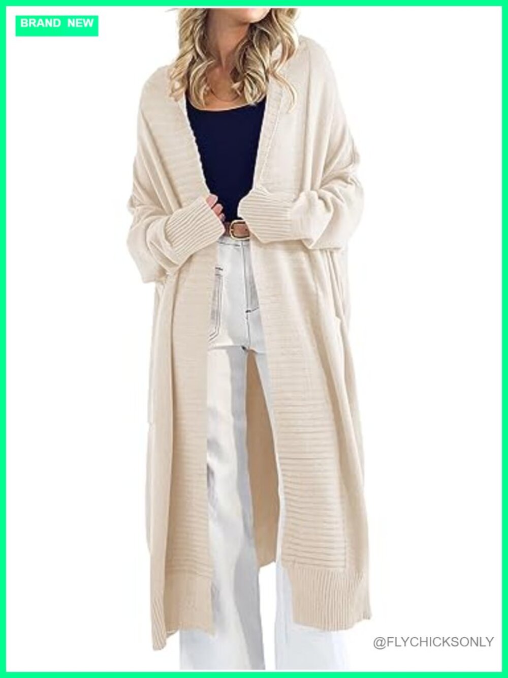 Womens Oversized Chunky Knit Long Cardigan Sweater Coat with Pockets